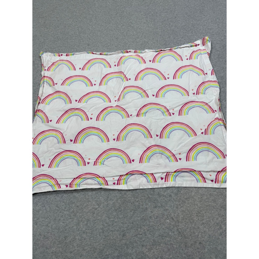 Pottery Barn Kids Rainbow Heart Organic Cotton Standard Pillow Sham White